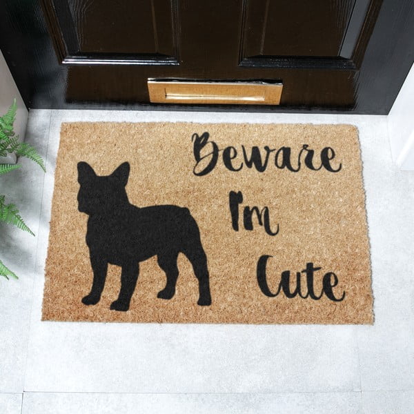 Rohožka z kokosového vlákna 40x60 cm Beware I'm Cute French Bulldog – Artsy Doormats-image-2