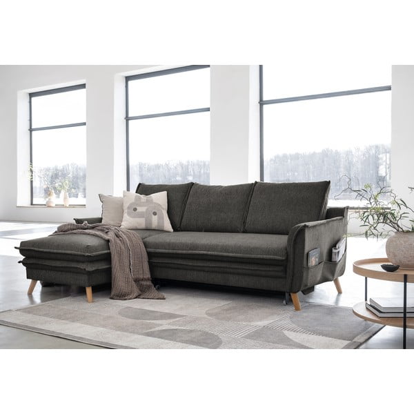 Tmavosivá rozkladacia rohová pohovka (ľavý roh) Charming Charlie – Miuform-image-3