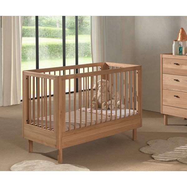 Postieľka z dubového dreva s nastaviteľnou výškou 60x120 cm v prírodnej farbe Forrest – Vipack-image-1