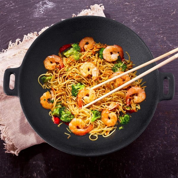 Wok liatinová panvica ø 30 cm Litina – Orion-image-1