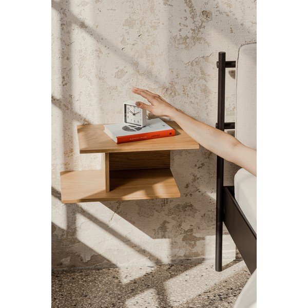 Závesný/s poličkami nočný stolík v dekore duba v prírodnej farbe Tann – noo.ma-image-2