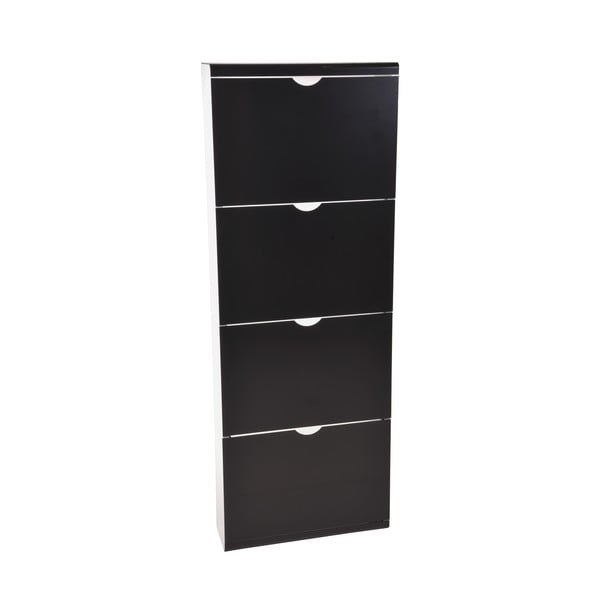 Čierny kovový výklopný botník 51x138x16 cm – Household Pleasure-image-3