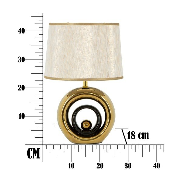 Biela stolová lampa s konštrukciou v zlatej farbe Mauro Ferretti Round-image-2