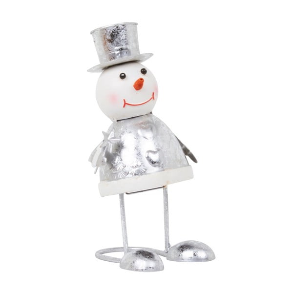 Dekorácia Archipelago Silver Bouncing Top Hat Snowman, 22 cm