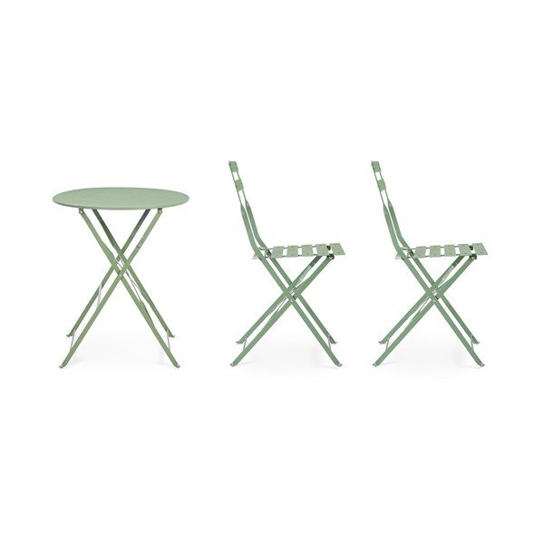 Šalviovozelená oceľová záhradná jedálenská súprava pre 2  Austin – Bizzotto-image-3