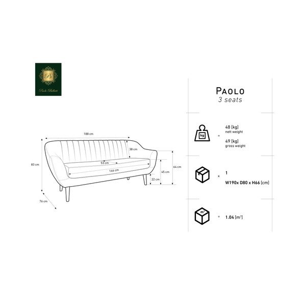 Modrá trojmiestna pohovka Mazzini Sofas Benito-image-2