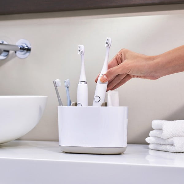 Biely plastový téglik na zubné kefky Duo – Joseph Joseph-image-1