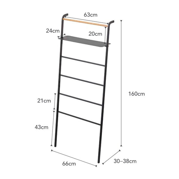 Čierny vešiak s poličkou YAMAZAKI Tower Ladder-image-3