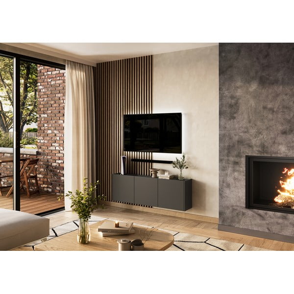 Antracitový TV stolík 138x45 cm Piana – Germania-image-4
