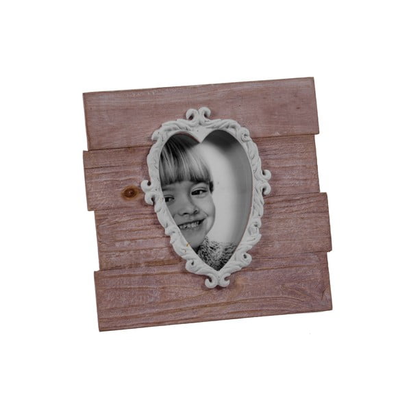 Drevený fotorám v tvare srdca Ego dekor, 22 × 22 cm