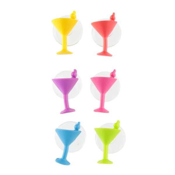 Sada 6 prísavkových rozlišovačov na koktaily Le Studio Cocktail Glass Markers