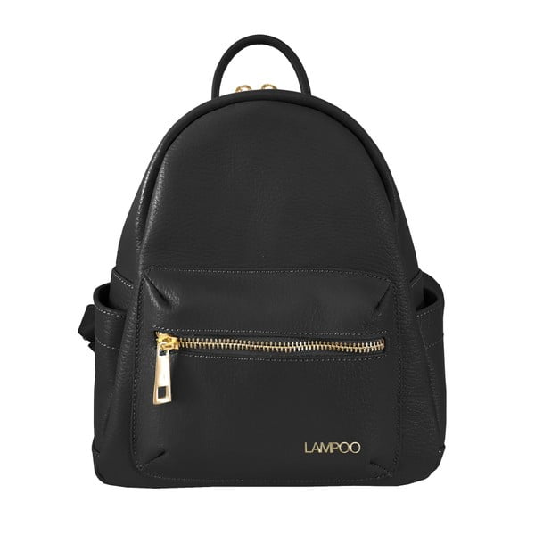 Čierny kožený batoh Lampoo Lunda