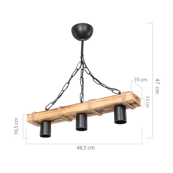 Stropné svietidlo v čierno-prírodnej farbe 10.5x48.5 cm – Squid Lighting-image-3