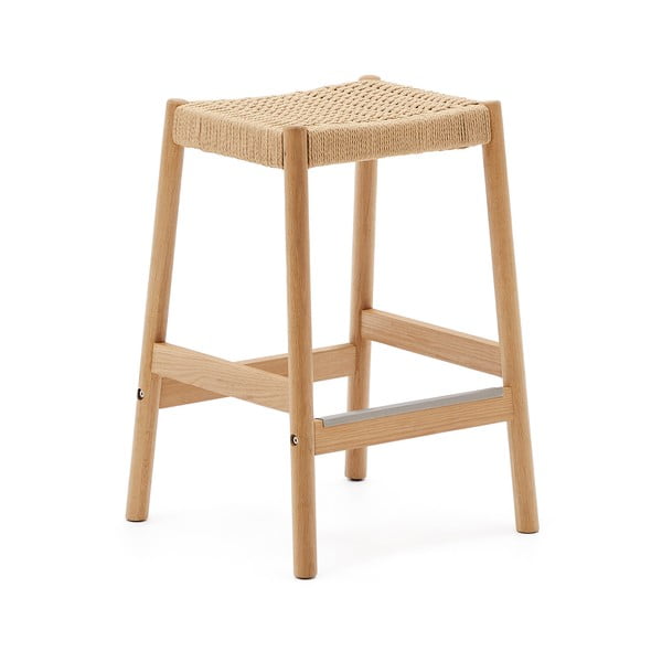 Barové stoličky z dubového dreva v prírodnej farbe v súprave 2 ks (výška sedadla 66 cm) Yalia – Kave Home