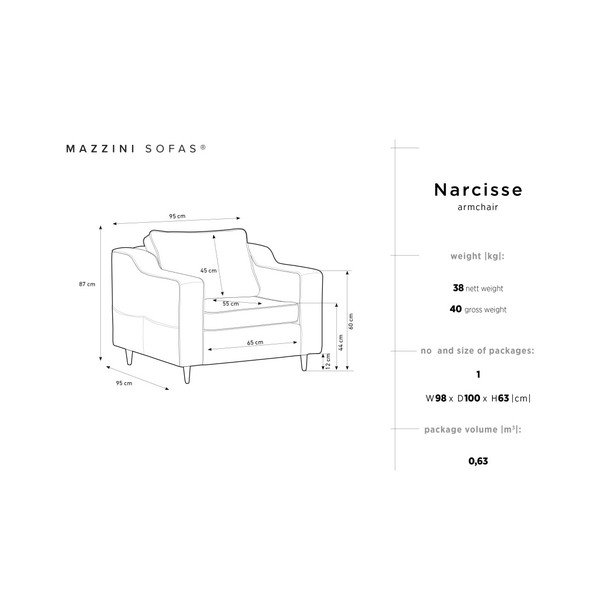 Antracitovosivé kreslo Mazzini Sofas Narcisse-image-2
