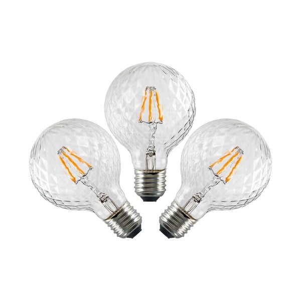 Sada 3 LED žiaroviek Bulb Attack GLOBE Clear Crystal Linear, 5,5 W