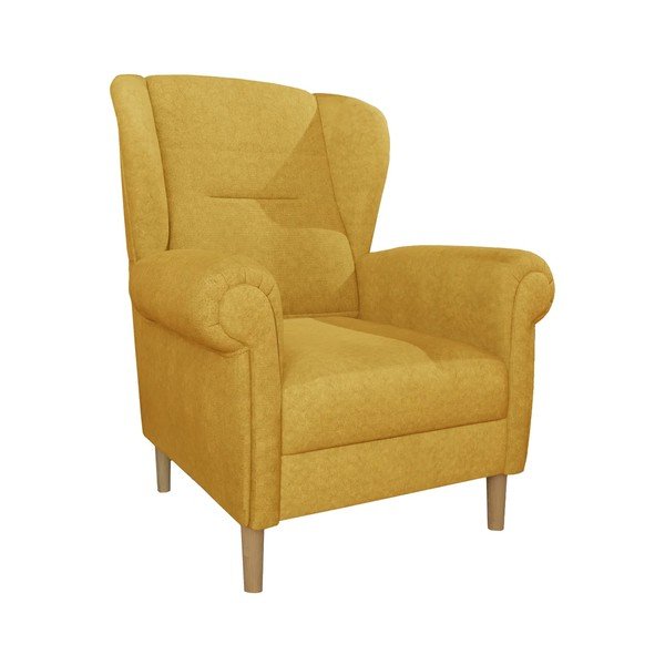 Žlté kreslo ušiak Swan – Ropez