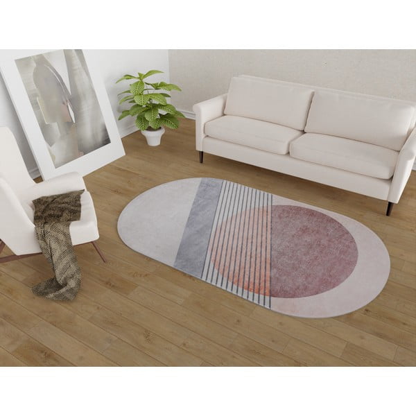 Svetloružový/svetlosivý umývateľný koberec 80x120 cm Oval – Vitaus-image-1