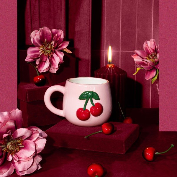 Svetloružový hrnček Cherry – Sass & Belle-image-1