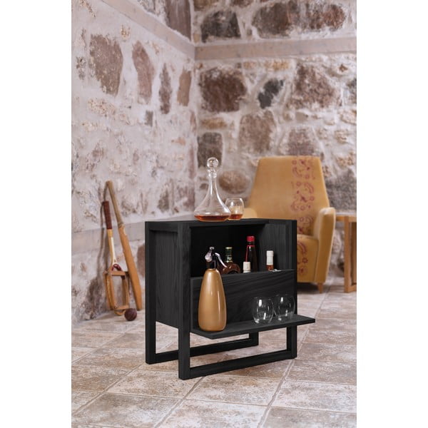 Čierna vinotéka z dubového dreva 59x60 cm NewEst - Woodman-image-1