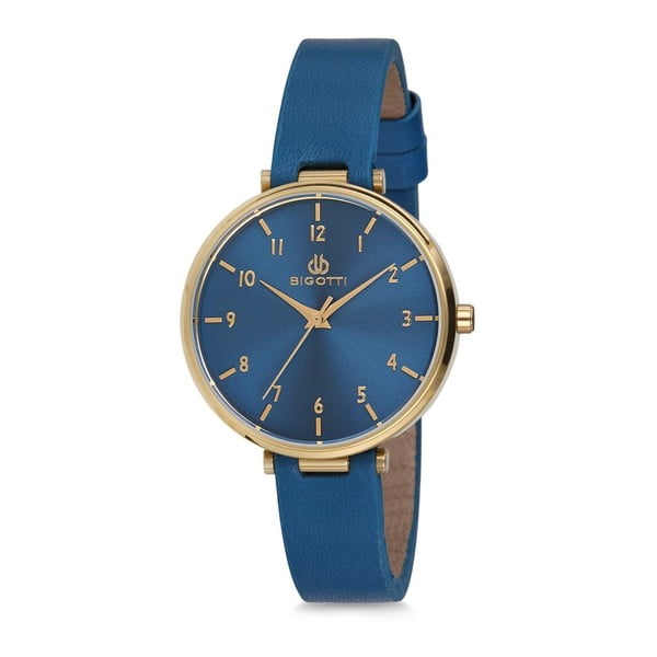 Modré dámske hodinky s koženým remienkom Bigotti Milano Anette