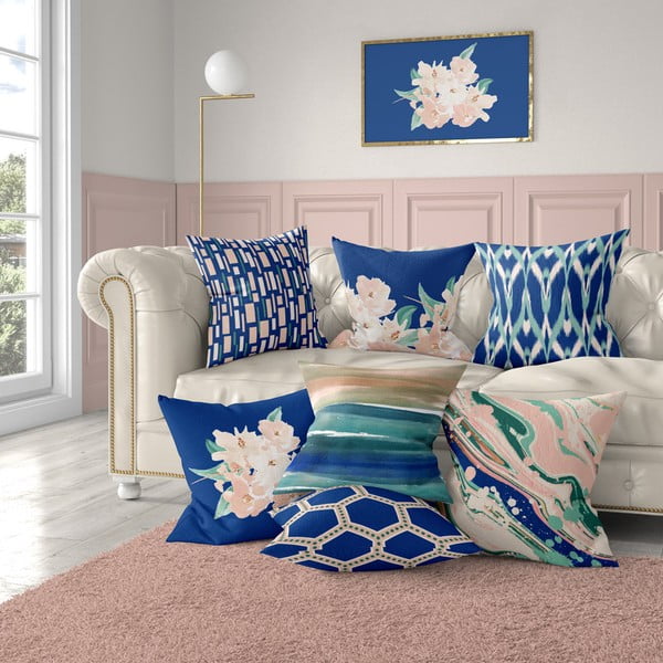 Modro-ružová obliečka na vankúš Mike & Co. NEW YORK Honey Artsy, 43 x 43 cm-image-2