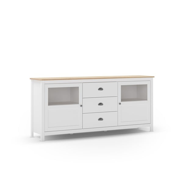 Biela nízka komoda z borovicového dreva 180x80 cm Misti – Marckeric-image-4
