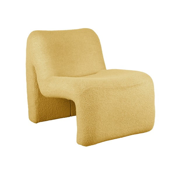 Okrovožlté kreslo z textílie buklé Fuerza – Leitmotiv
