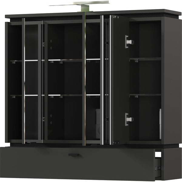 Antracitovosivá kúpeľňová skrinka so zrkadlom a osvetlením 79x80 cm Modesto – Germania-image-2