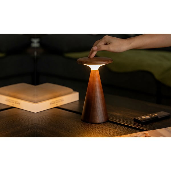 LED stolová lampa v tmavoprírodnej farbe s dreveným tienidlom (výška 21 cm) Sylva – Gingko-image-3