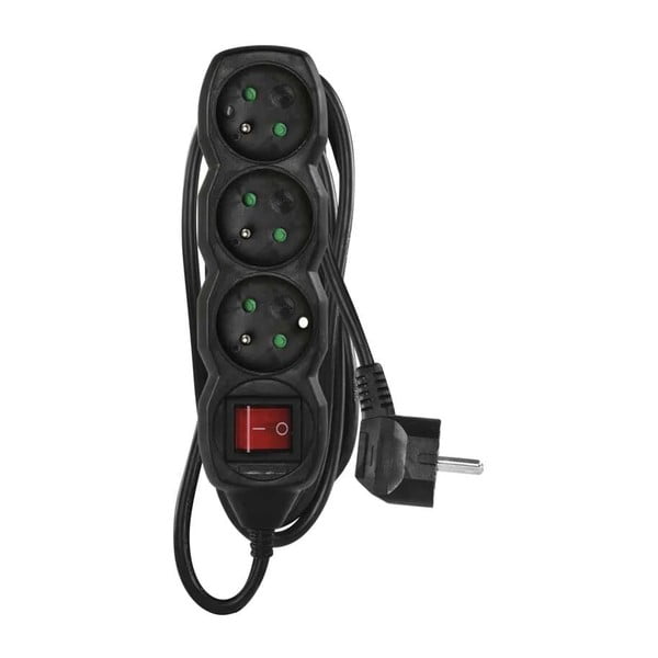 Černý predlžovací kábel s 3 zásuvkami a vypínačom EMOS, 3m-image-3