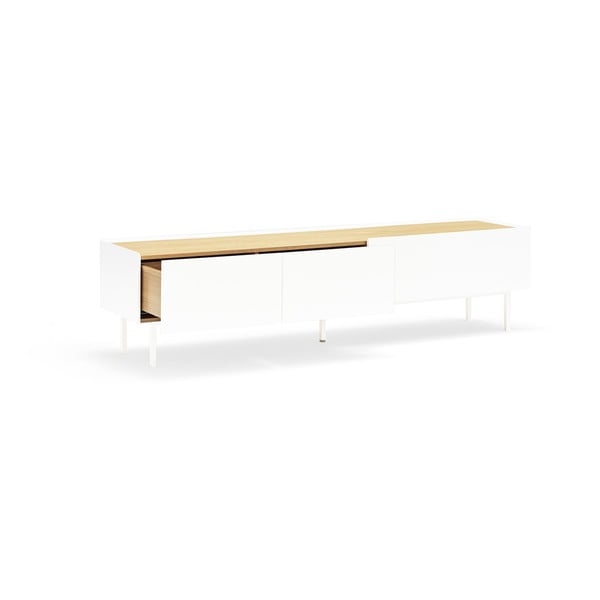 Biely/v prírodnej farbe TV stolík v dekore duba 180x45 cm Arista – Teulat-image-4