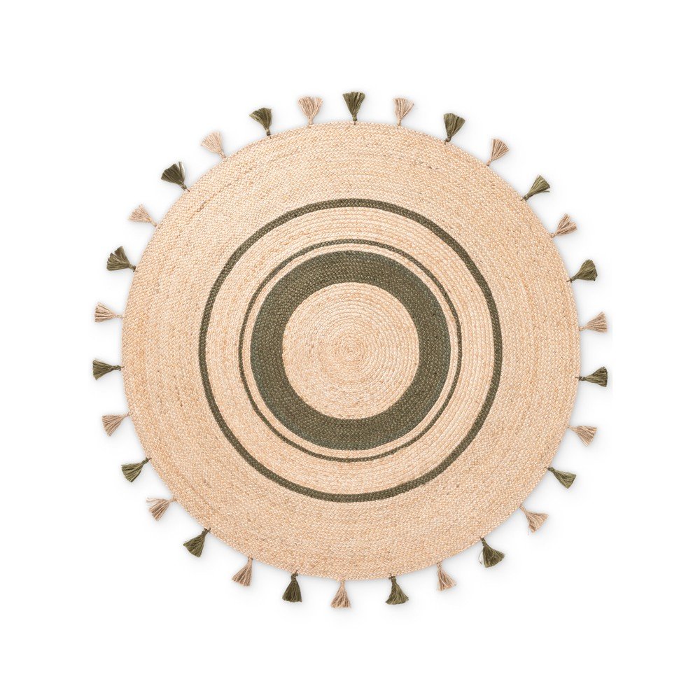 Obojstranný/ručne tkaný jutový okrúhly koberec v prírodnej farbe ø 150 cm Basil – Hanse Home
