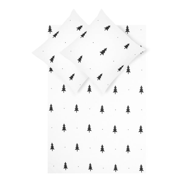 Biele flanelové obliečky na dvojlôžko Fovere X-mas Tree, 200 x 200 cm