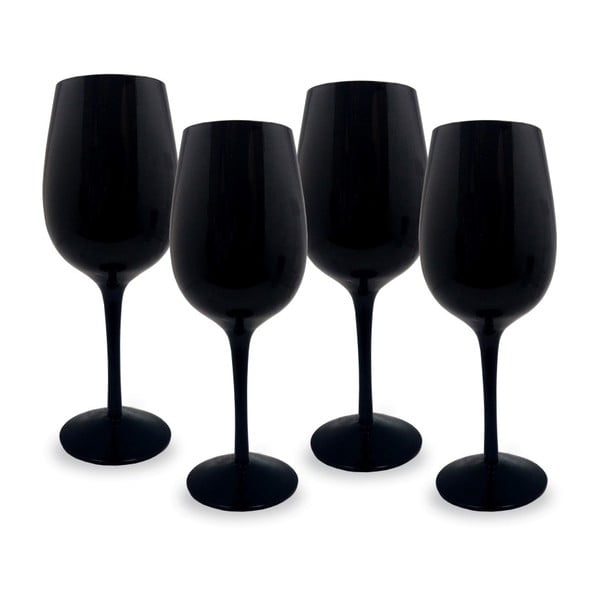 Sada 4 čiernych pohárov na víno Vin Bouquet Blind