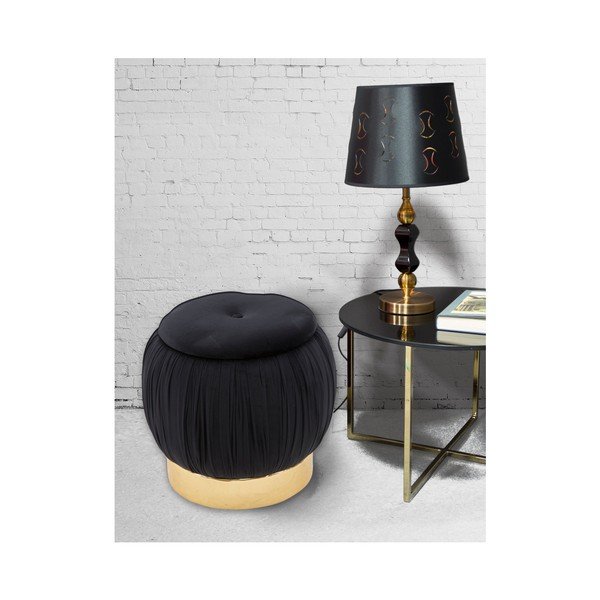 Čierny puf s úložným priestorom Mauro Ferretti Paris, ⌀ 41 cm-image-3