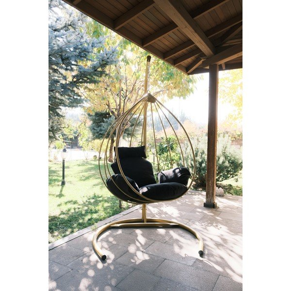 Závesné záhradné kreslo v čierno-zlatej farbe Damla – Floriane Garden-image-2
