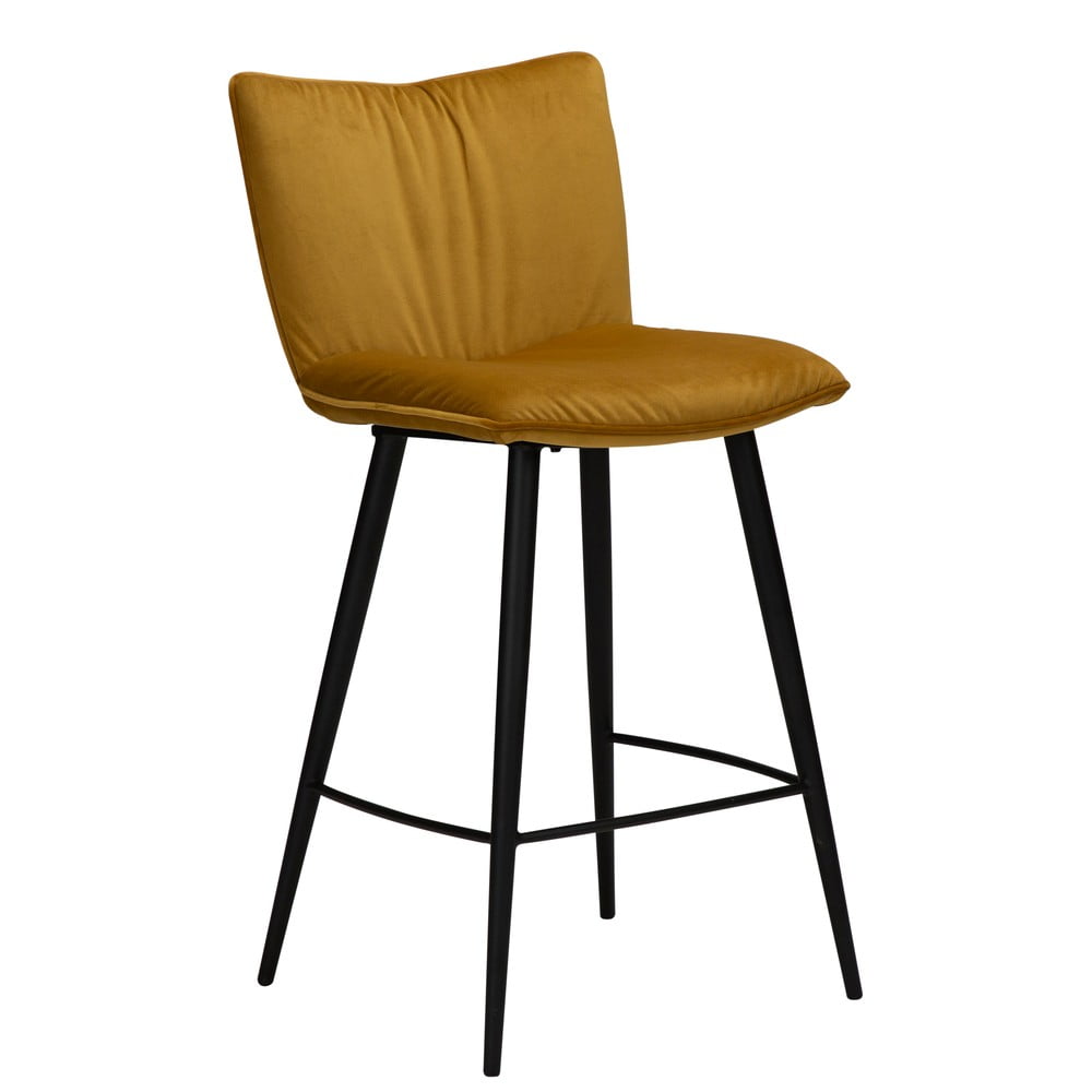 Žltá zamatová barová stolička DAN-FORM Denmark Join, výška 93 cm