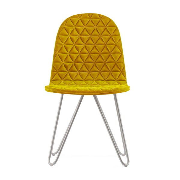 Žltá stolička s kovovými nohami IKER Mannequin X Triangle