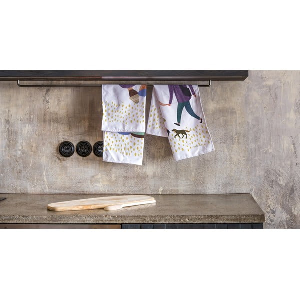 Súprava 2 bielych bavlnených kuchynských utierok Butter Kings Family, 50 x 70 cm-image-1