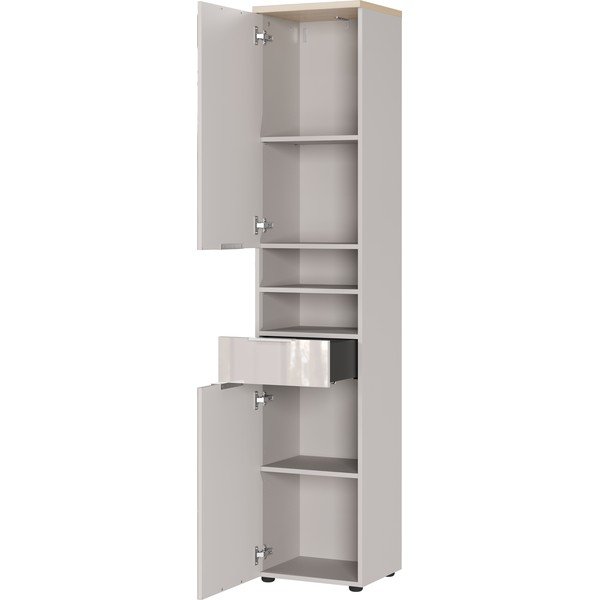 Krémová lesklá vysoká/úzka kúpeľňová skrinka 39x190 cm Tavira – Germania-image-3