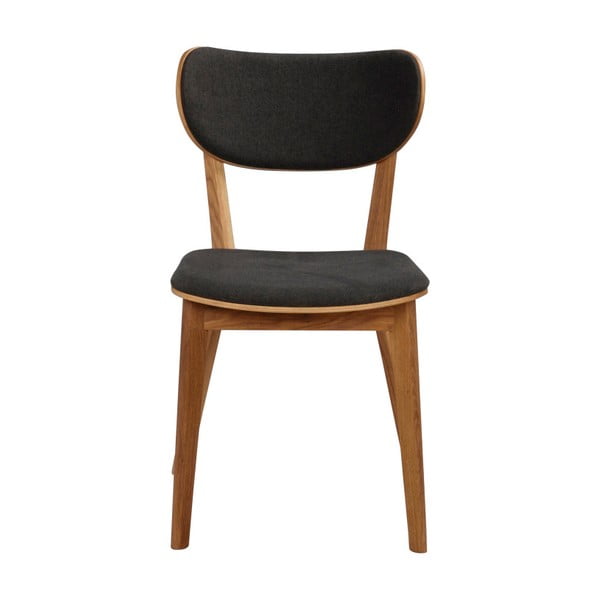 Hnedá dubová jedálenská stolička s tmavosivým sedadlom Rowico Cato-image-3