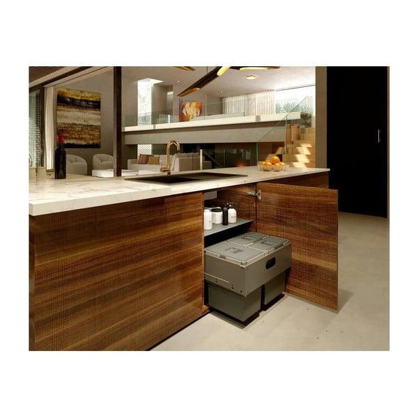 Sivý vstavaný plastový odpadkový kôš na triedený odpad 42 l Block U-Sink 2.0 – Elletipi-image-1