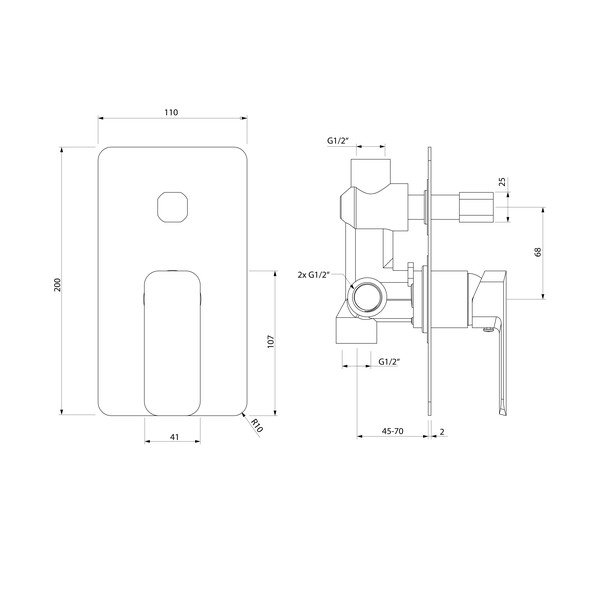 Podomietková sprchová batéria v lesklej striebornej farbe (2 výstupy) Spy – Sapho-image-1