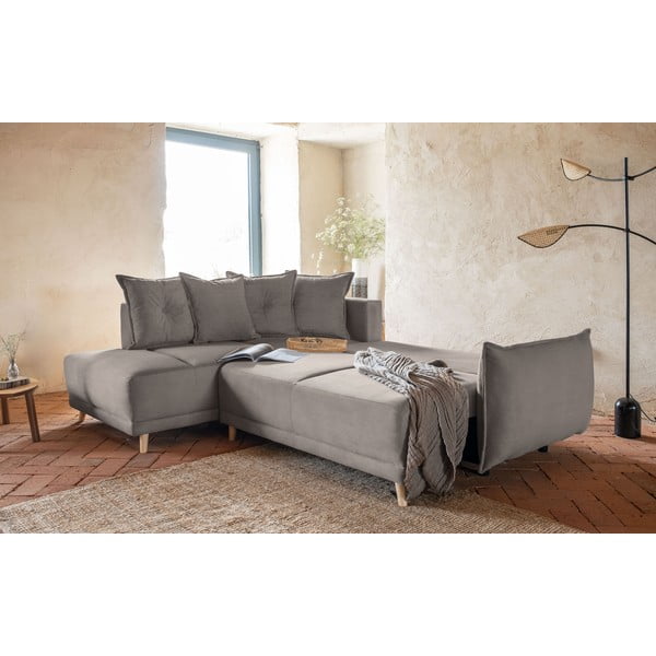 Svetlohnedá menčestrová rozkladacia rohová pohovka (ľavý roh) Lazy Lukka – Miuform-image-4