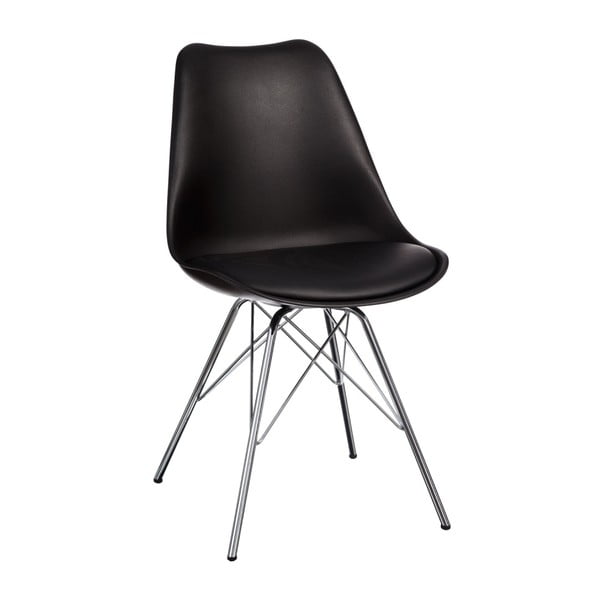Čierna stolička so strieborným podnožím Ixia Room