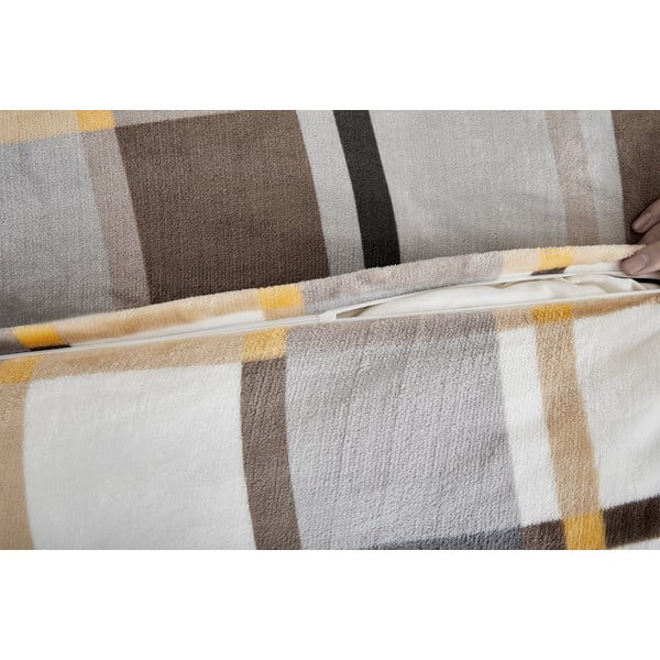 Sivo-hnedé obliečky na jednolôžko z mikroplyšu 140x200 cm – My House-image-2