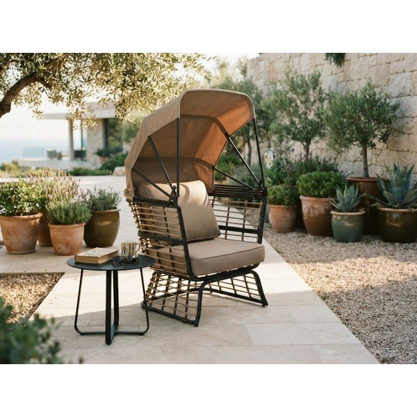 Béžové kovové záhradné kreslo Paros – Garden Pleasure-image-1