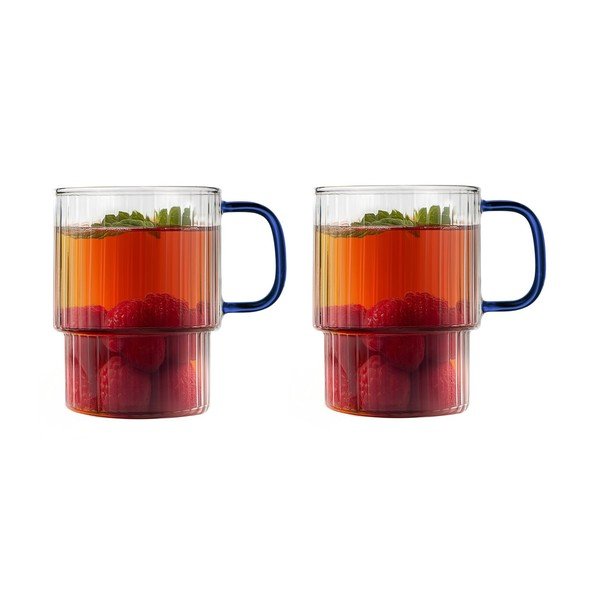 Modré sklenené hrnčeky v súprave 2 ks na cappuccino 350 ml Livio – Vialli Design