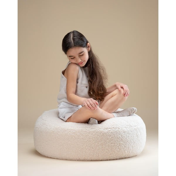 Krémový detský sedací vak z textílie buklé Round – Wigiwama-image-1